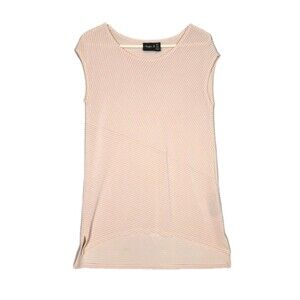 Chico's Travelers Pink Metallic Striped Sleeveless Tunic Top Hi-Lo Hem Size 0 S